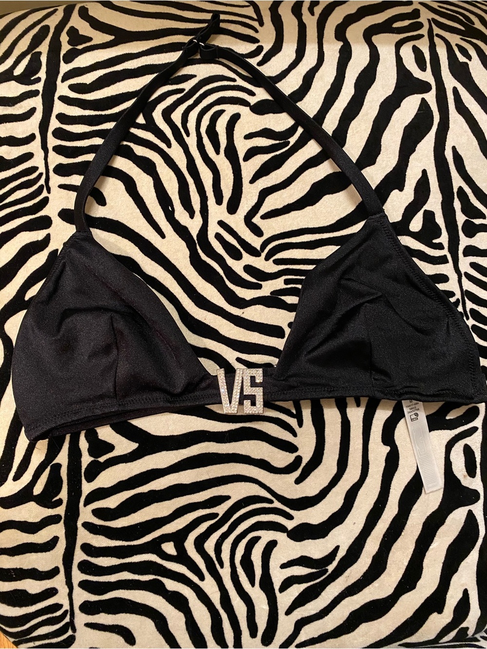 Victoria's Secret Black Rhinestone VS bikini top
